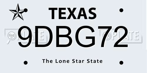 9DBG72 Texas License Plate