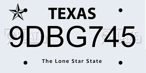 9DBG745 Texas License Plate