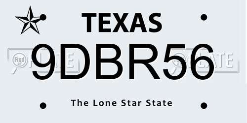 9DBR56 Texas License Plate