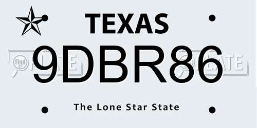 9DBR86 Texas License Plate