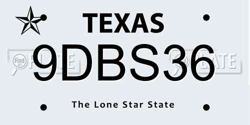 9DBS36 Texas License Plate
