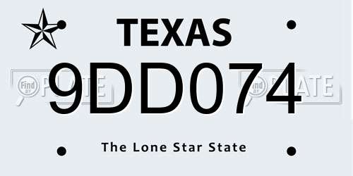 9DD074 Texas License Plate