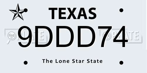 9DDD74 Texas License Plate