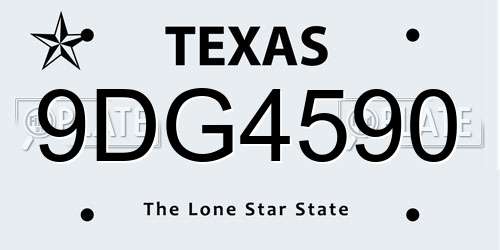 9DG4590 Texas License Plate