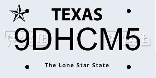 9DHCM5 Texas License Plate