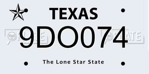 9DO074 Texas License Plate