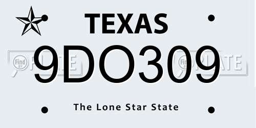 9DO309 Texas License Plate