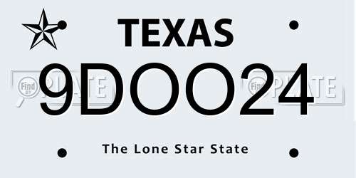 9DOO24 Texas License Plate