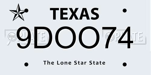 9DOO74 Texas License Plate