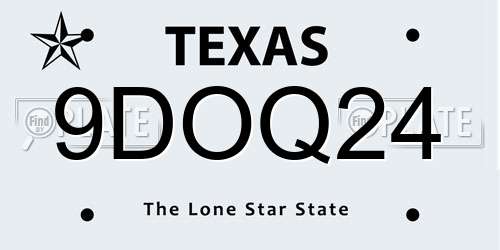 9DOQ24 Texas License Plate