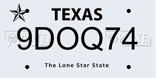 9DOQ74 Texas License Plate