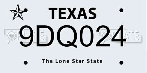 9DQ024 Texas License Plate