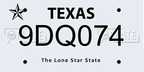 9DQ074 Texas License Plate