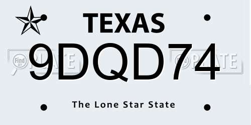 9DQD74 Texas License Plate