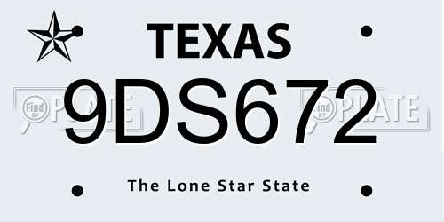 9DS672 Texas License Plate