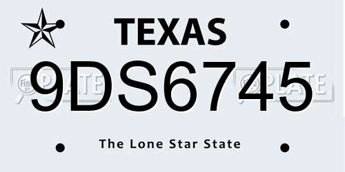 9DS6745 Texas License Plate