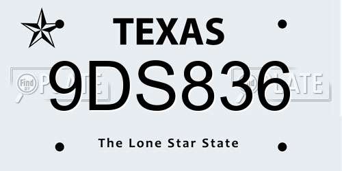 9DS836 Texas License Plate