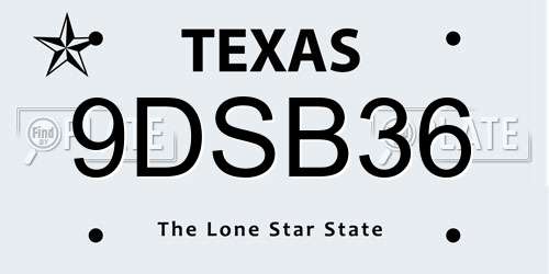 9DSB36 Texas License Plate