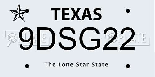 9DSG22 Texas License Plate