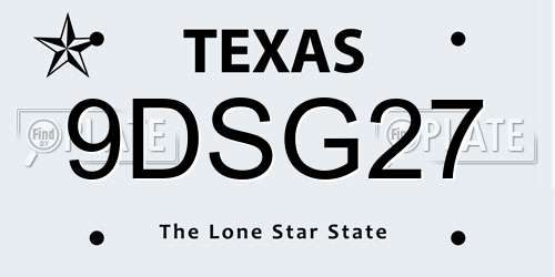 9DSG27 Texas License Plate