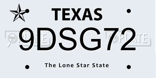 9DSG72 Texas License Plate