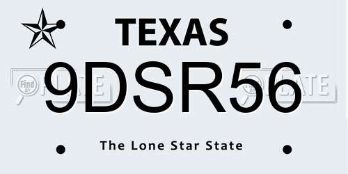 9DSR56 Texas License Plate