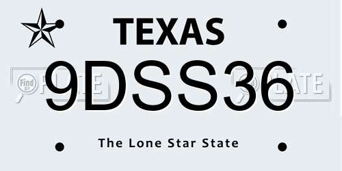 9DSS36 Texas License Plate