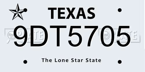 9DT5705 Texas License Plate