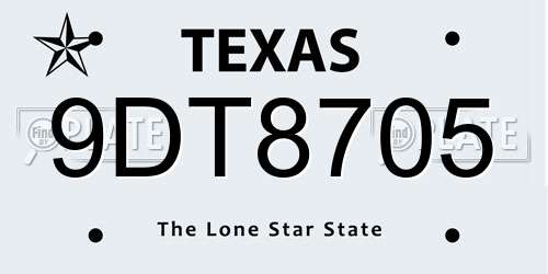 9DT8705 Texas License Plate