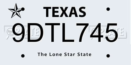 9DTL745 Texas License Plate