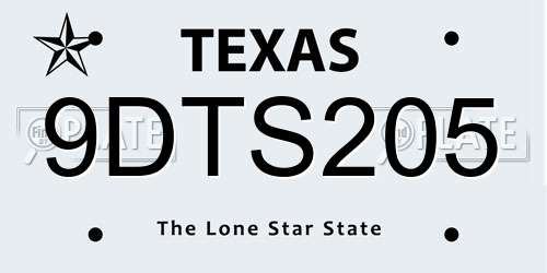 9DTS205 Texas License Plate