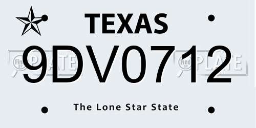9DV0712 Texas License Plate