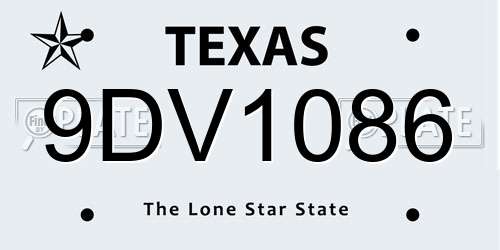 9DV1086 Texas License Plate