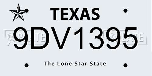 9DV1395 Texas License Plate