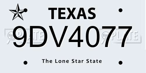 9DV4077 Texas License Plate