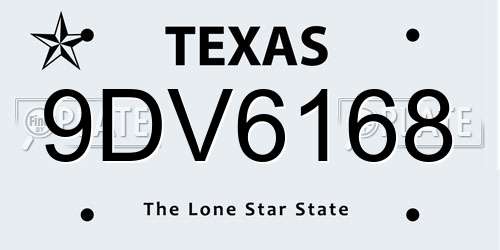 9DV6168 Texas License Plate