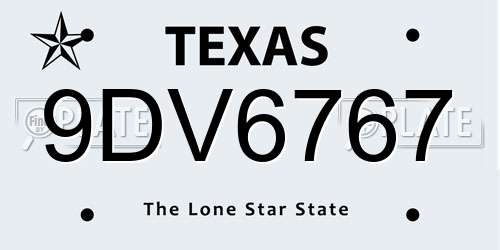 9DV6767 Texas License Plate