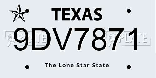 9DV7871 Texas License Plate