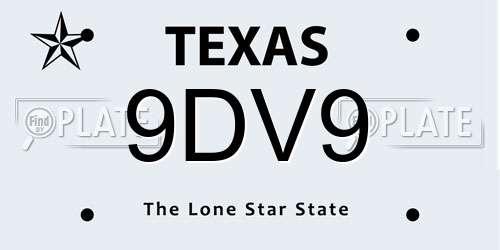 9DV9 Texas License Plate