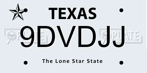 9DVDJJ Texas License Plate
