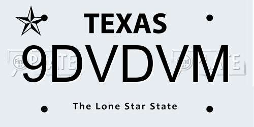 9DVDVM Texas License Plate