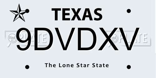 9DVDXV Texas License Plate