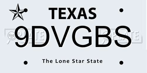 9DVGBS Texas License Plate