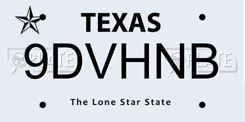 9DVHNB Texas License Plate