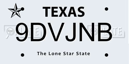 9DVJNB Texas License Plate