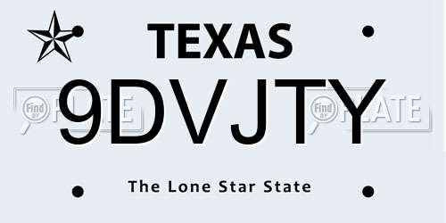 9DVJTY Texas License Plate