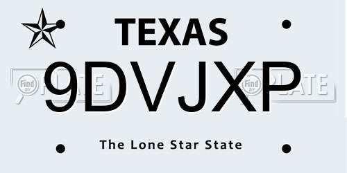 9DVJXP Texas License Plate