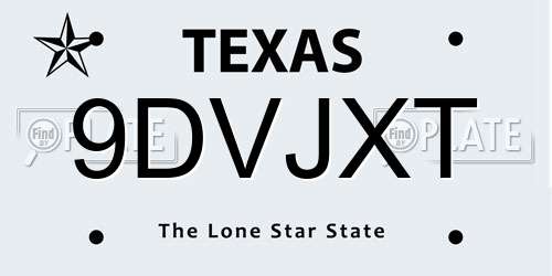 9DVJXT Texas License Plate