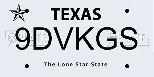 9DVKGS Texas License Plate