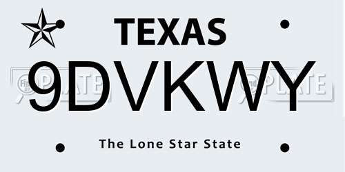 9DVKWY Texas License Plate